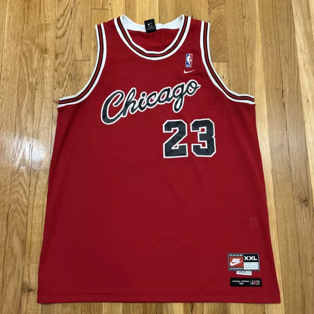 Chicago Bulls 23 Michael Jordan 1984 Nike Flight 8403 Black Pinstripe  Jersey 50