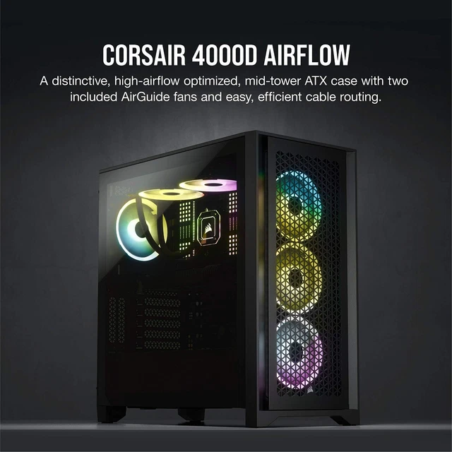 CORSAIR 4000D AIRFLOW MidTower PC Case. + Motherboard Backplate from