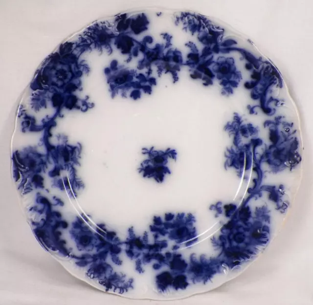 Lancaster Flow Blue Dinner Plate New Wharf Pottery 8.75 in Floral Antique #1