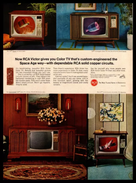 1966 RCA Victor "Narvik" & "Farrell" MCM Televisons Color TV Vintage Print Ad