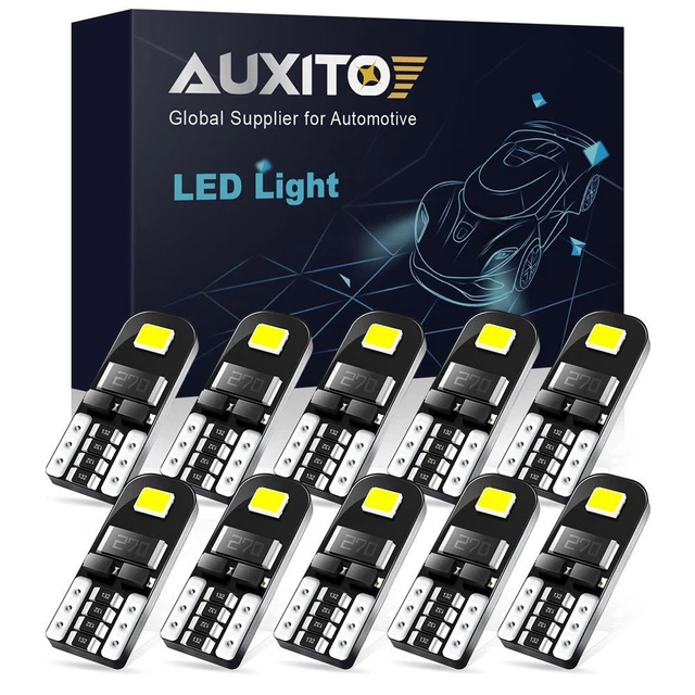 10Pcs AUXITO T10 194 168 W5W SMD LED White CANBUS Error Free Wedge Light Bulb EB