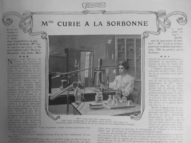 1906 Femme Marie Curie Sorbonne 1 Journal Ancien