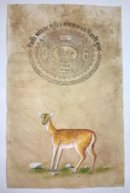 Indien Précieux Animal Peinture Main Miniature Art Sur Stamp Papier PN9440
