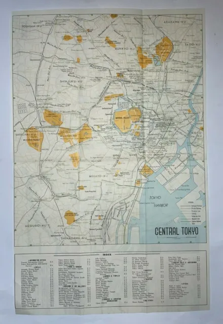 TOKYO JAPAN  c. 1960 LARGE PICTORIAL MAP