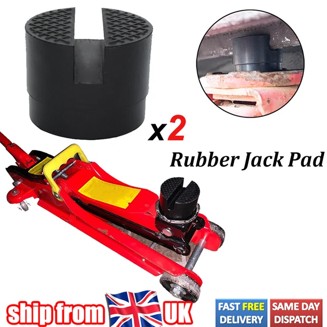 Universal Floor Jack Rubber Pad Adapter – Cross Slotted For Pinch Welds, Fits 3-Ton Trolley Jacks