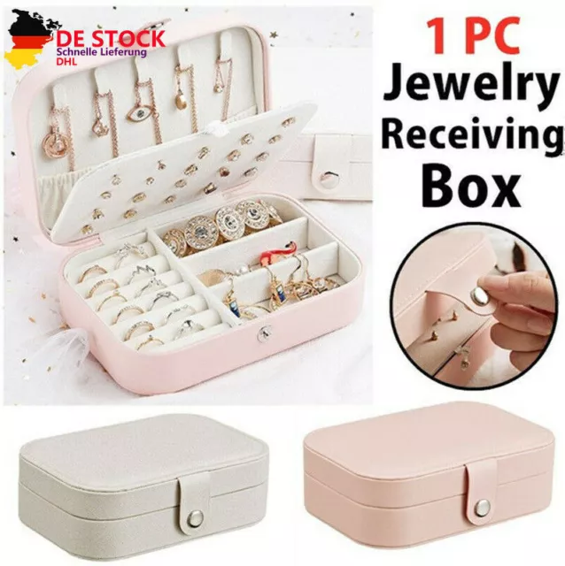 2-Layer Portable Earring Ring Jewelry Display Storage Box Case Travel Organizer