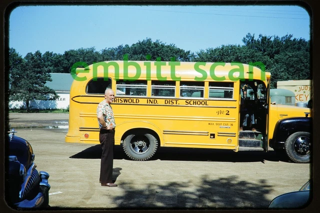 Original Slide, Griswold IA Iowa or CT Connecticut School Bus #2, 1950s
