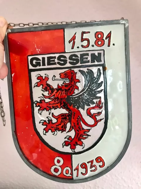 Alt Vintage Giessen Gießen Wappen Fensterbild Bleiverglasung
