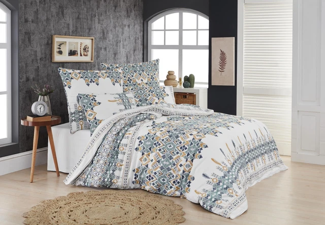 Unificato Ensemble de Couette Doux Entretien Facile Poly Coton Housse Lit