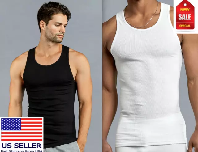 Mens 100% Cotton Tank Top A-Shirt Wife Beater Undershirt Ribbed Black and  White 6 Pack, White, X-Large : : Clothing, Shoes & Accessories