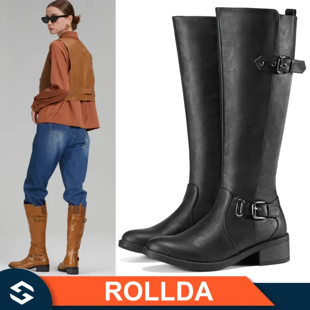 ROLLDA WOMEN'S RIDING Boots w/Stretch Gore Fashion Knee High Tall Boots ...