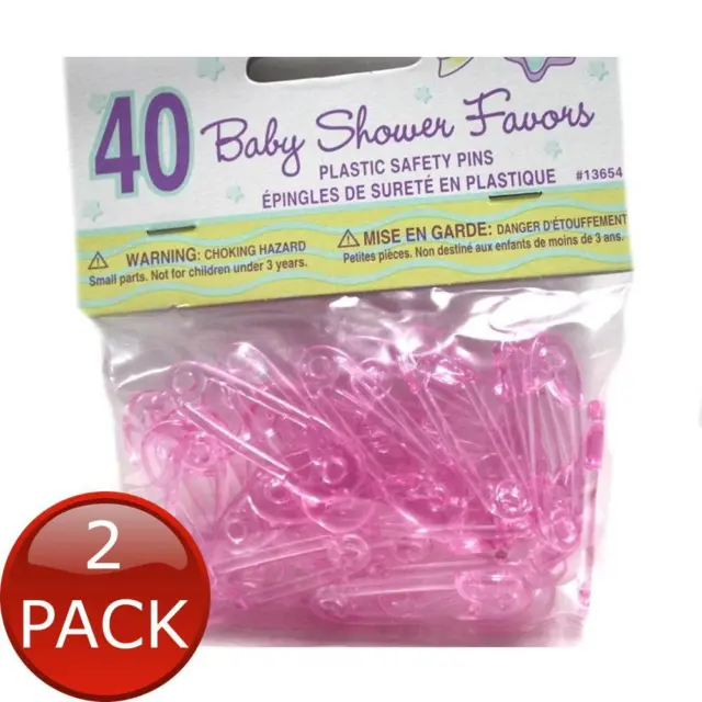 2 x Baby Shower Novelties Mini Safety Pins Pink Plastic Sewing Kids Baby Diaper