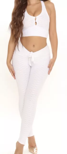 Honeycomb Tracksuit Bra Legging Set Butt Lift Size X Large White Fashion Nova Xl