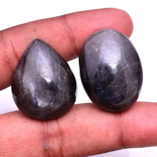 2 Pcs Natural Sapphire Untreated Cabochon Huge Size Loose Gemstones Lot~182 Cts