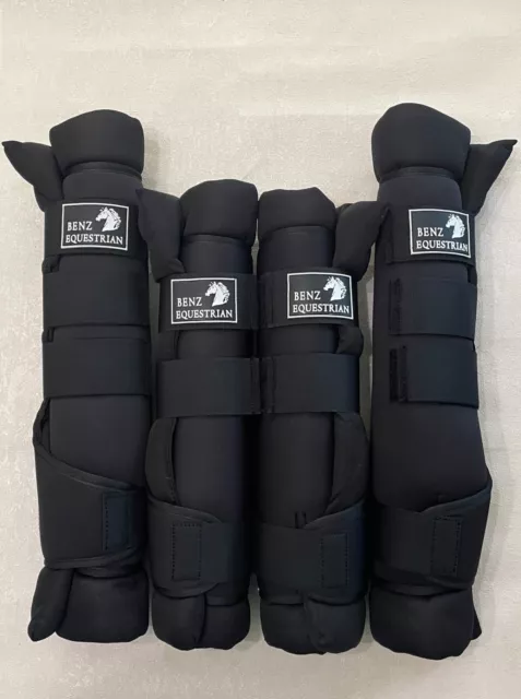 Horse Stable Boots Wraps Detachable Liners Black Set Of 4 Front & Hind Full Cob