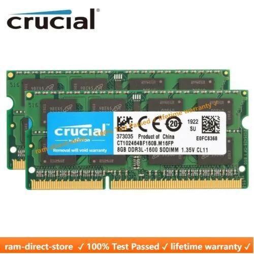 CRUCIAL DDR3L 8GB 16GB 32GB 1600 MHz PC3-12800 Laptop Memory RAM SODIMM 204-Pin