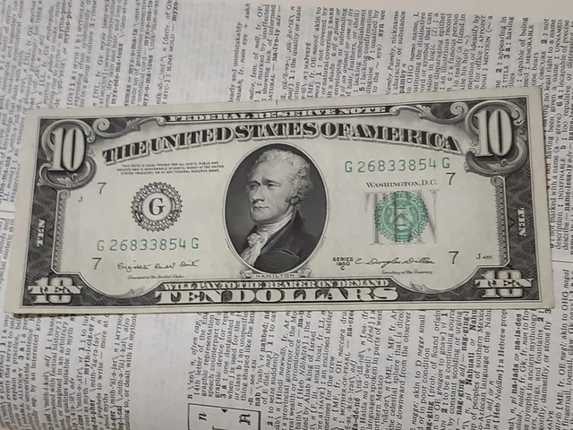 High Grade & Flat 1950C $10 Ten Dollar Bill Federal Reserve Note Chicago W/Video