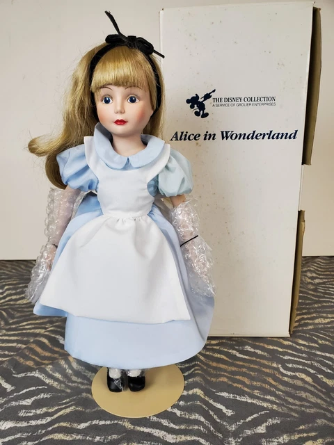 VINTAGE 1988 Disney Collection Grolier Alice In Wonderland Porcelain Doll w/Box