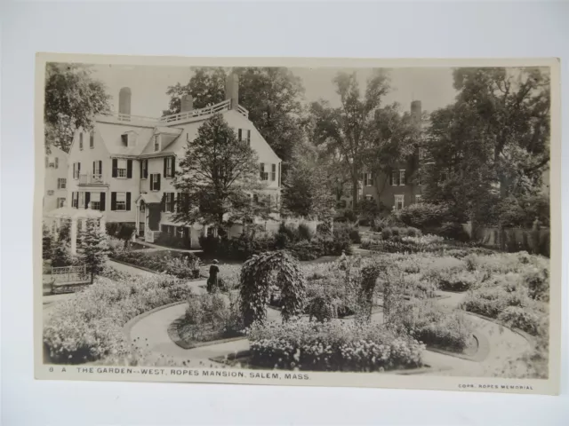 Vintage Early 1900's Postcard - The Garden West, Ropes Mansion, Salem, MA