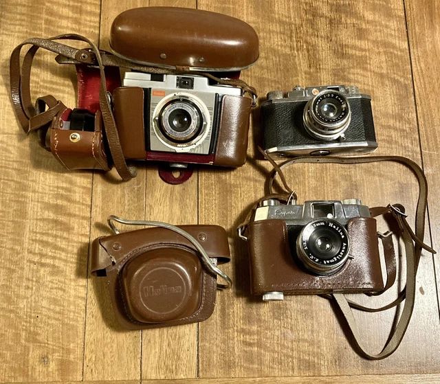 Lote de trabajo de cámara Kodak/Halina con estuches