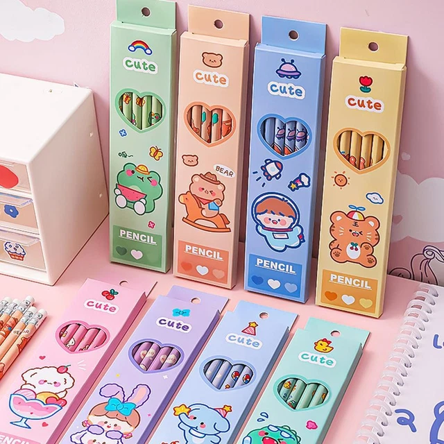 6Pcs Cute For Kawaii Cartoon Pencils Sketch Items Stationery Drawing L7I9