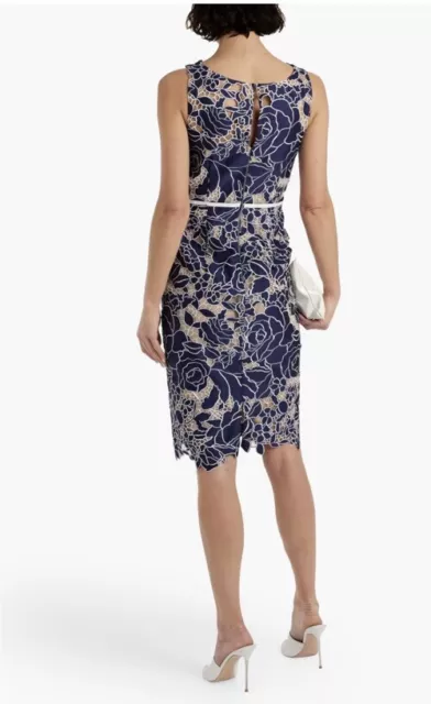 NWT Marchesa Notte Layered Embroidered Satin - Twill & Tulle Dress Navy Org $595 2