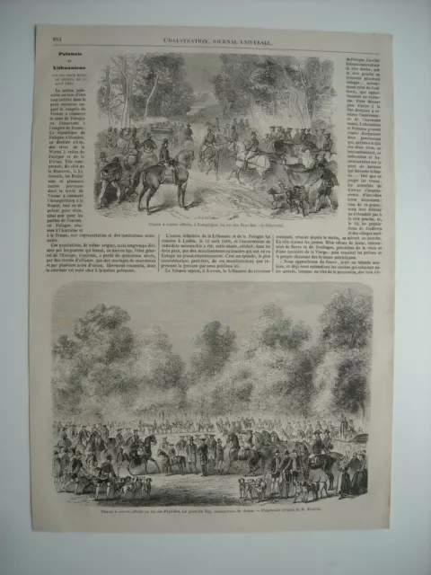 Gravure 1861. Chasse A Cour, A Compiegne, Au Roi Des Pays Bas. Le Puits Du Roi..