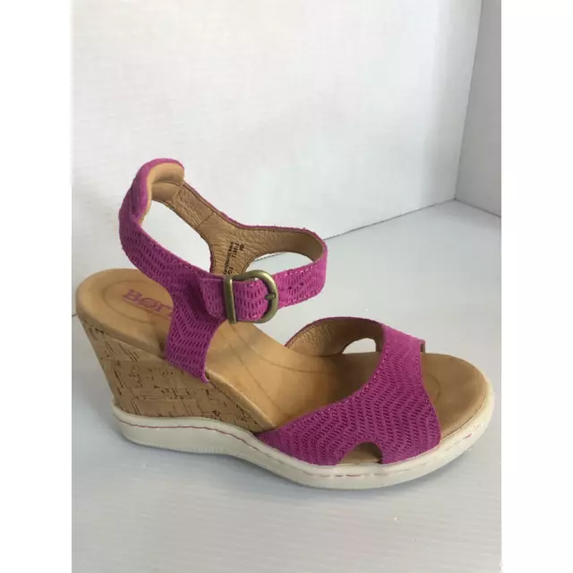 Born Womens Puno Ankle Strap Sandals Purple Suede Open Toe High Heel Buckle 6 M