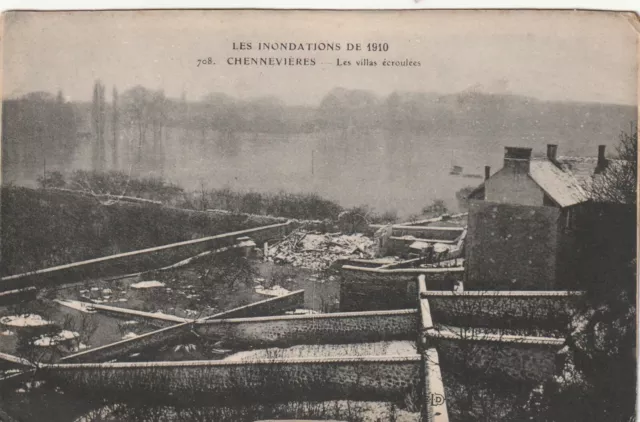 CPA 94 CHENNEVIERES Les Villas écroulées Les inondations de 1910