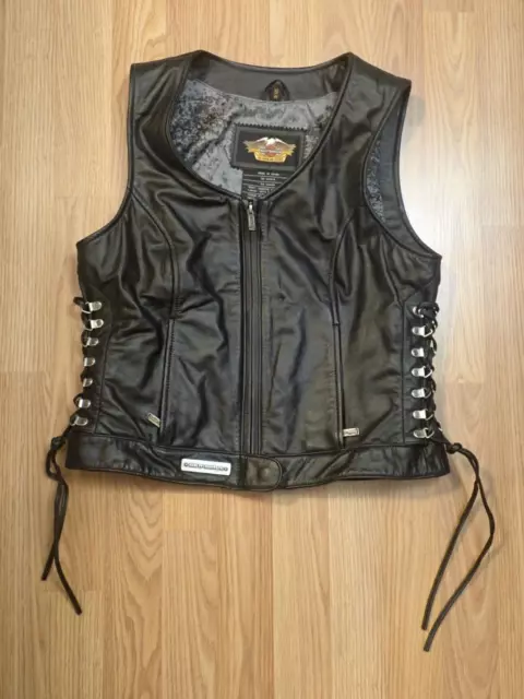 Harley Davidson Women's Side Lace Up Leather Vest size Small