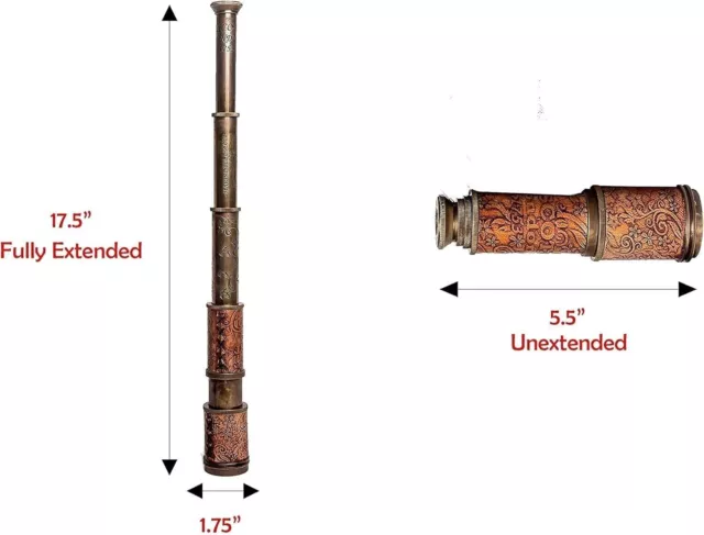 Antikes Dekor-Fernglas, Piraten-Teleskop mit Ledertasche, Handteleskop 3