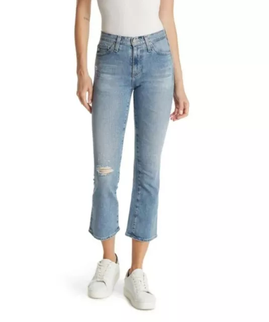 AG Adriano Goldschmied Jodi Ripped Crop Flare Jeans in 22 Years Success Size 31 3