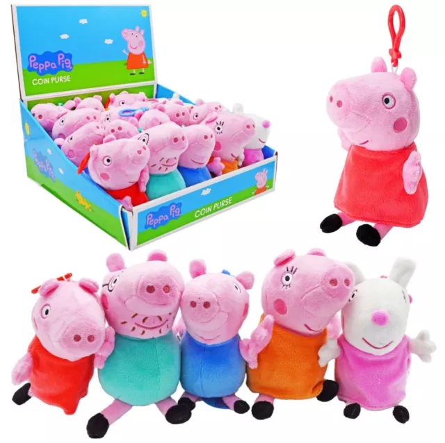 Peppa Pig & Family Coin Purse Soft Plush Kids Soft Toy Childrens With Bag Clip