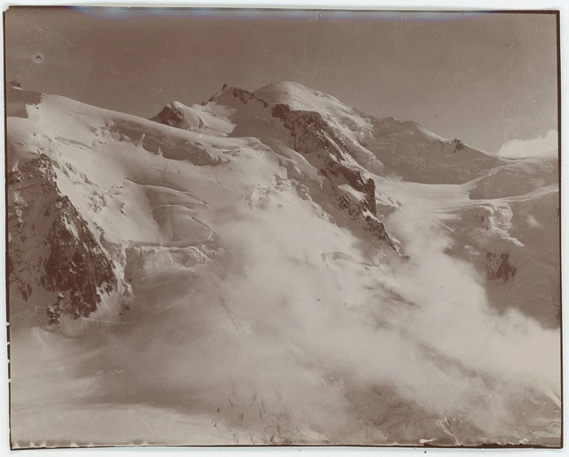 Tirage Albuminé Vintage - Mont Blanc Vu De Sallanches, France (1870) - Format 13x22,5 Cm