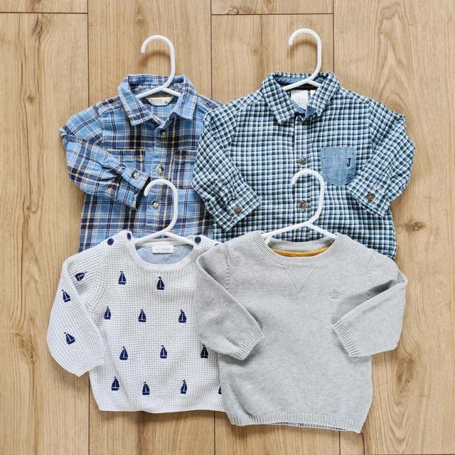 Maglietta bambino 3-6 mesi (4 pz) camicia a maniche lunghe top Next JC M&Co *gratuita P&P*