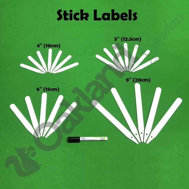SEED PLANT LABELS 4" 5" 6" 8" White Plastic Stick In Tray Garden Marker