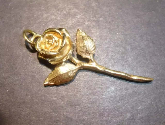 James Avery Retired 14k Yellow Gold Rose Charm Pendant