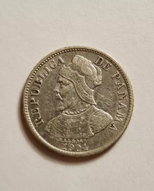 1904 Panama 5 Centesimos Silver Coin