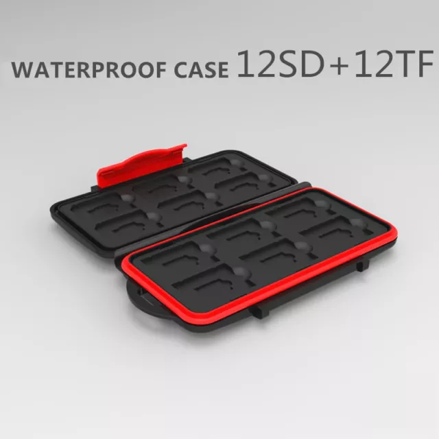 12 SD+12 TF Card Case Holder Storage Fits Micro SD TF Cards Water Resistant