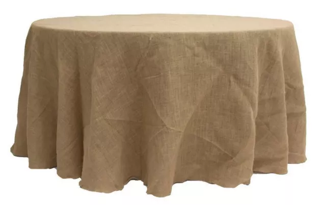 90" ROUND Natural BURLAP TABLECLOTH Table Cover Wedding Party Catering