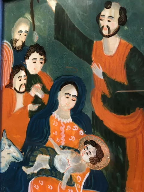 Hinterglasbild Hinterglasmalerei Biedermeier Heilige Familie