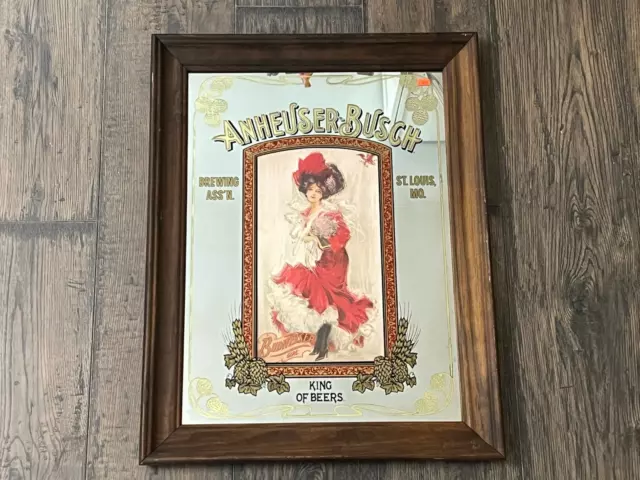 RARE Vintage 1996 Beer Anheuser-Busch  Budweiser Girl Bar Mirror 26x20”