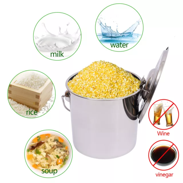 Cubo de acero inoxidable 12L cubo de alimentos cubo de carbón cubo de cocina con asa + tapa