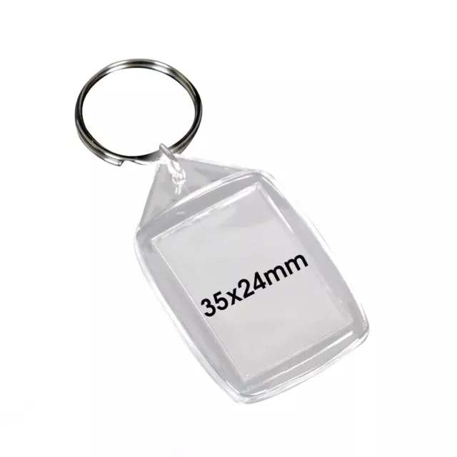 Clear Blank Acrylic Photo Keyring Insert Personalise - Plastic 35mm x 24mm