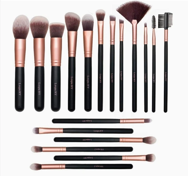 Pennelli Trucco oro Rosa 18 Pezzi Pennelli Trucco Premium Set Viso e Occhi