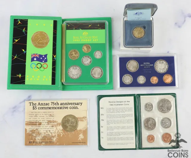 Lot of 5: 1980-1992 Australia Proof & Commemorative Coins w/OGP