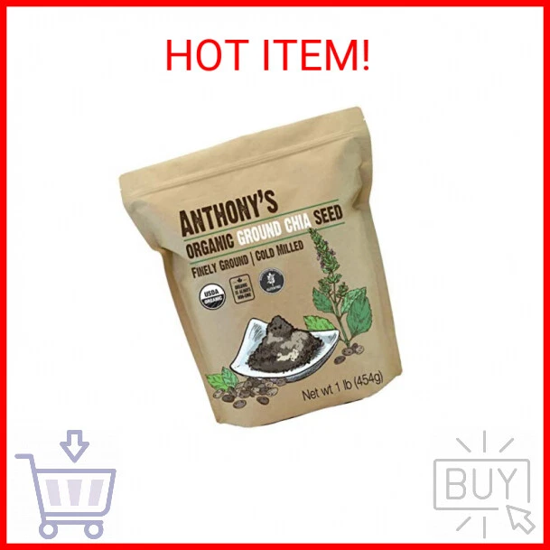 Anthony's Organic Ground Chia Seed, 1 lb, Finely Ground, Cold Milled, Gluten Fre