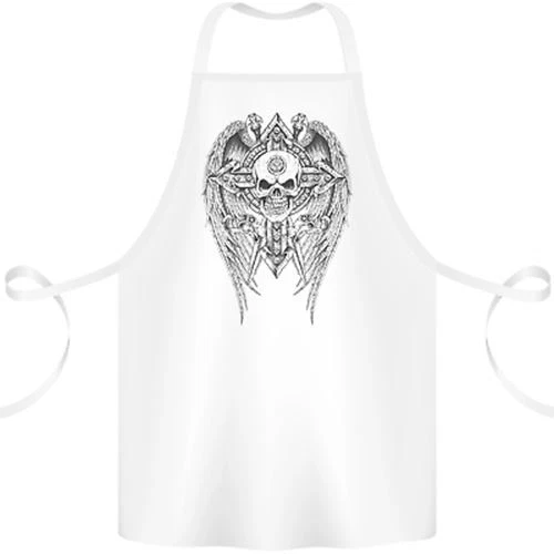 Skull Wings Viking Gothic Wings Gym Biker Cotton Apron 100% Organic