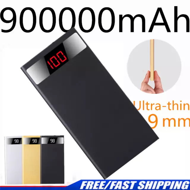 Portable 900000mAh Power Bank Slim USB Backup Battery Charger For Mobile Phone