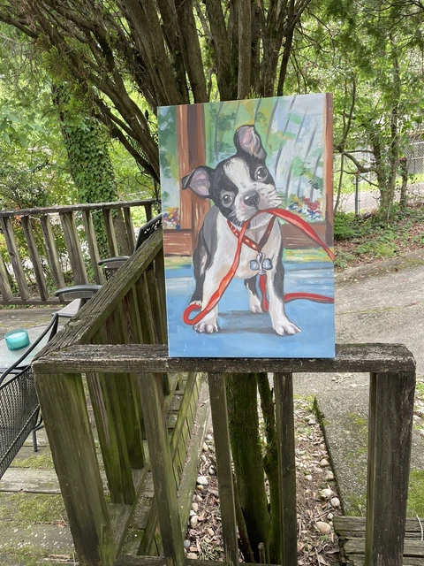 Canvas Painting Of Boston Terrier